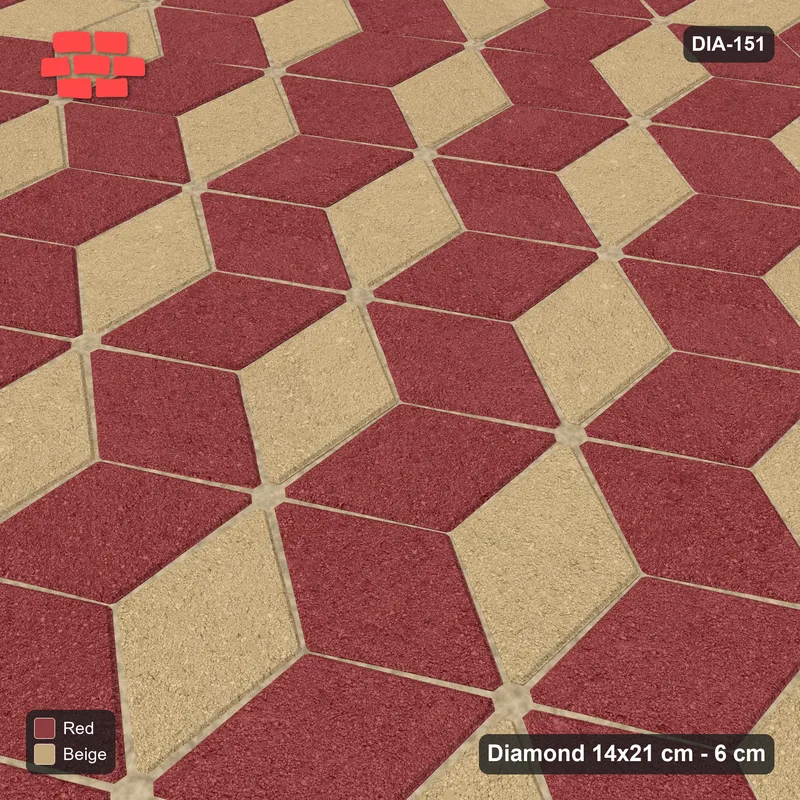 Interlock (Pasco) 14x21 cm · DIA-151 · Tumbling cubes, accent border 60 deg - edge to edge · Side view