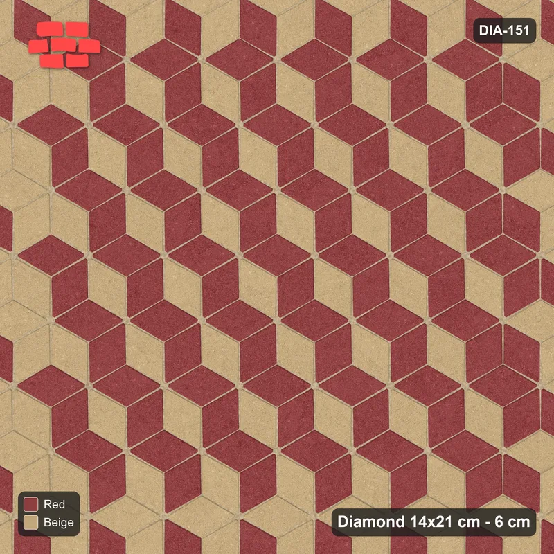 Interlock (Pasco) 14x21 cm · DIA-151 · Tumbling cubes, accent border 60 deg - edge to edge · Top view