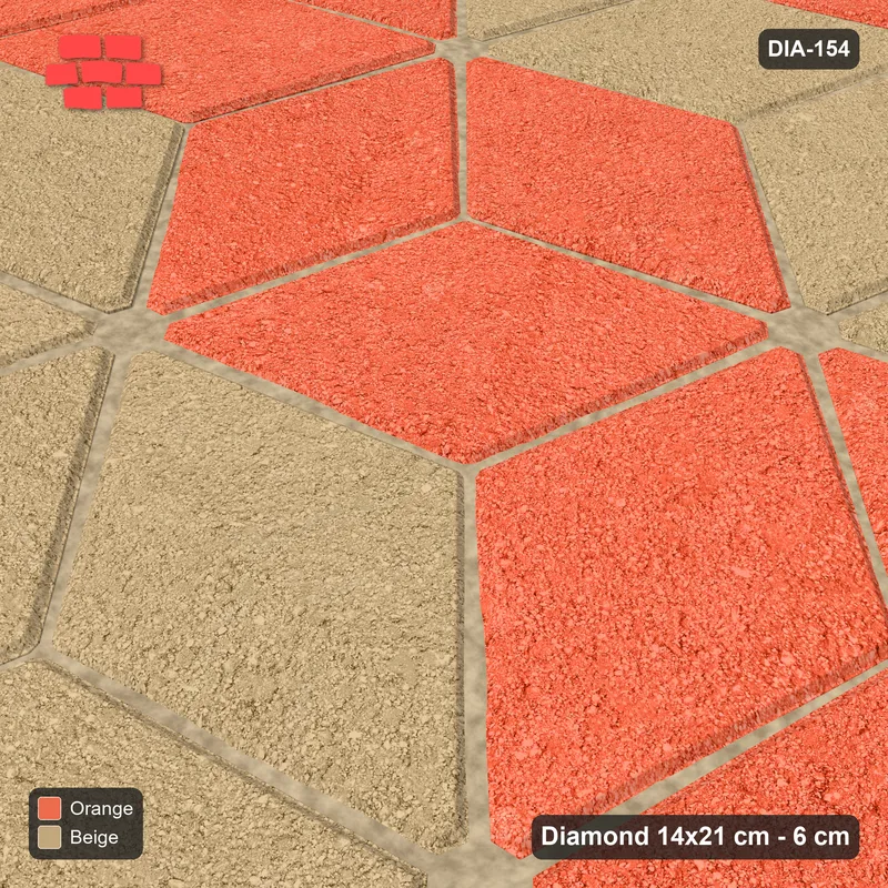 Interlock (Pasco) 14x21 cm · DIA-154 · Tumbling cubes, feature band 105 deg - kerb frame · Side view