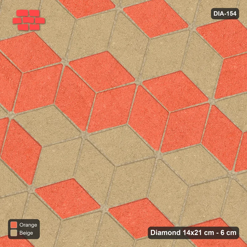 Interlock (Pasco) 14x21 cm · DIA-154 · Tumbling cubes, feature band 105 deg - kerb frame · Top view