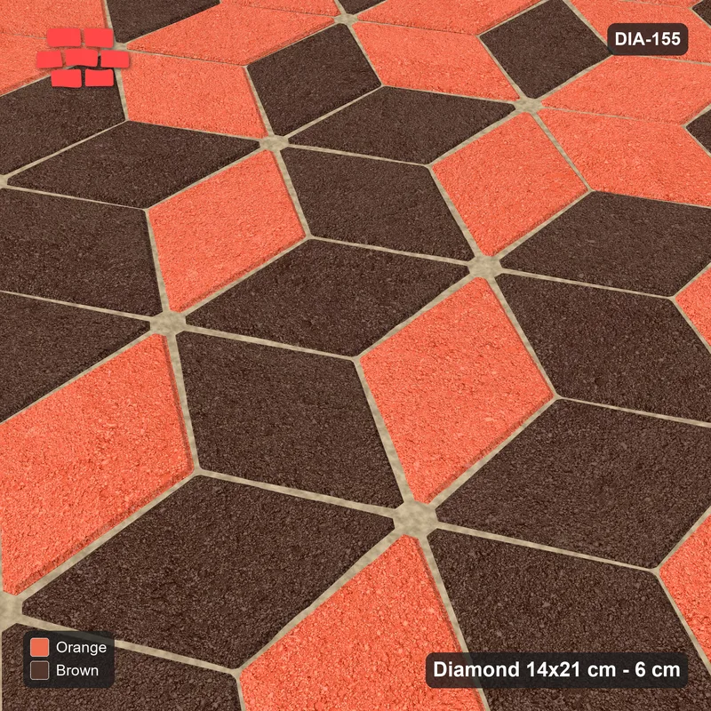 Interlock (Pasco) 14x21 cm · DIA-155 · Tumbling cubes, medallion 0 deg - edge to edge · Side view