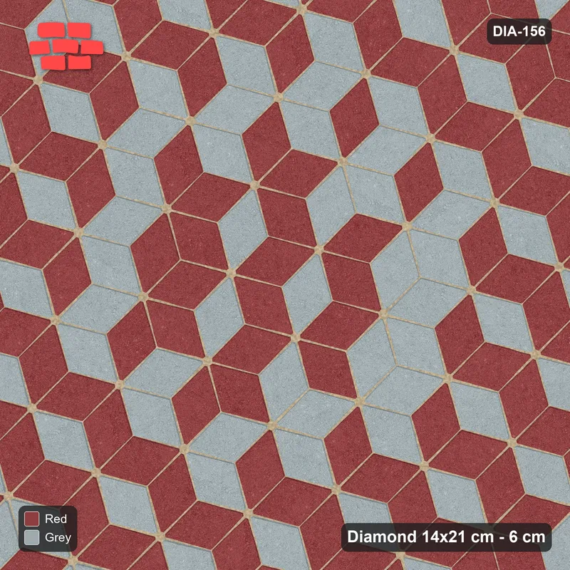 Interlock (Pasco) 14x21 cm · DIA-156 · Tumbling cubes, tonal rings 75 deg - kerb frame · Top view