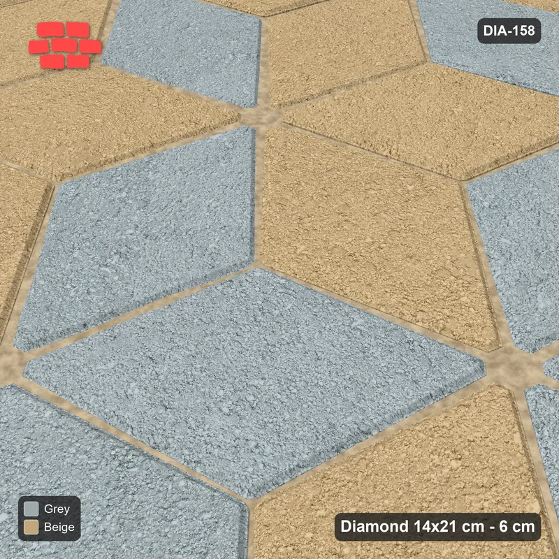 Interlock (Pasco) 14x21 cm · DIA-158 · Tumbling cubes, flipped row every 3rd 45 deg - kerb frame · Side view