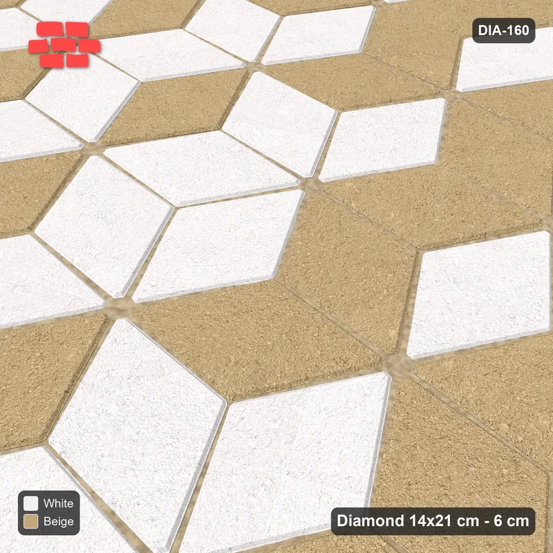 Interlock (Pasco) 14x21 cm · DIA-160 · Tumbling cubes, diagonal zones 30 deg - kerb frame · Side view