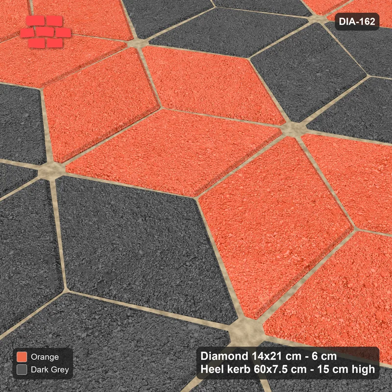 Interlock (Pasco) 14x21 cm · DIA-162 · Tumbling cubes, alternating columns 0 deg - kerb frame · Side view