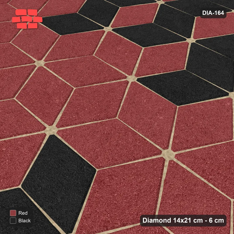Interlock (Pasco) 14x21 cm · DIA-164 · Tumbling cubes, plain accent band 150 deg - kerb frame · Side view