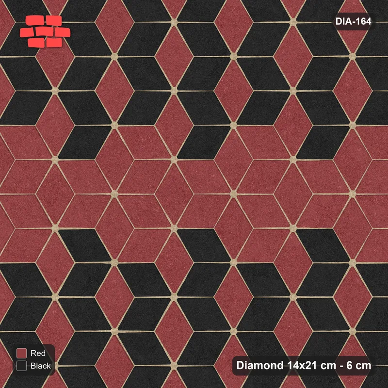 Interlock (Pasco) 14x21 cm · DIA-164 · Tumbling cubes, plain accent band 150 deg - kerb frame · Top view
