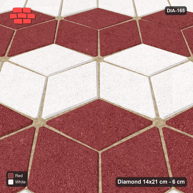 Interlock (Pasco) 14x21 cm · DIA-165 · Tumbling cubes, alternating rows 45 deg - kerb frame · Side view