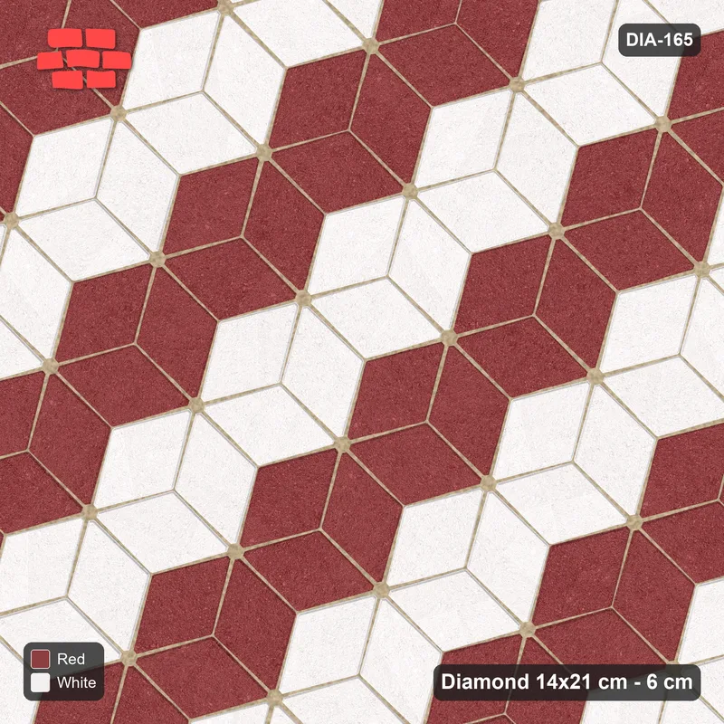 Interlock (Pasco) 14x21 cm · DIA-165 · Tumbling cubes, alternating rows 45 deg - kerb frame · Top view
