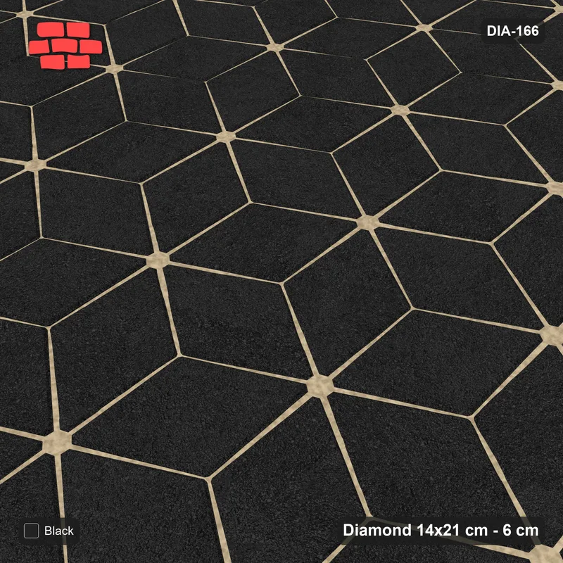 Interlock (Pasco) 14x21 cm · DIA-166 · Single-tone rhombus lattice 120 deg - edge to edge · Side view