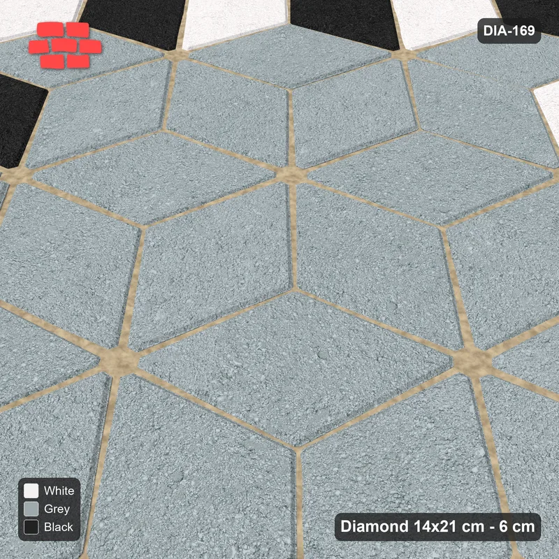 Interlock (Pasco) 14x21 cm · DIA-169 · Tumbling cubes, plain medallion 165 deg - kerb frame · Side view