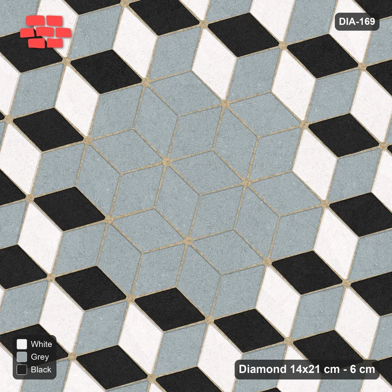 Interlock (Pasco) 14x21 cm · DIA-169 · Tumbling cubes, plain medallion 165 deg - kerb frame · Top view