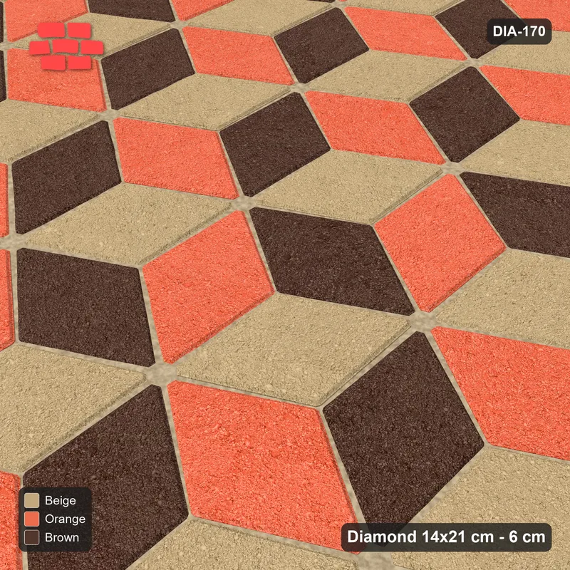 Interlock (Pasco) 14x21 cm · DIA-170 · Tumbling cubes, flipped row every 3rd 60 deg - edge to edge · Side view