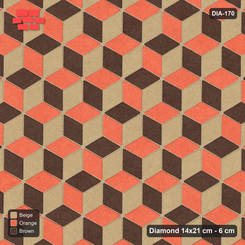 Interlock (Pasco) 14x21 cm · DIA-170 · Tumbling cubes, flipped row every 3rd 60 deg - edge to edge · Top view