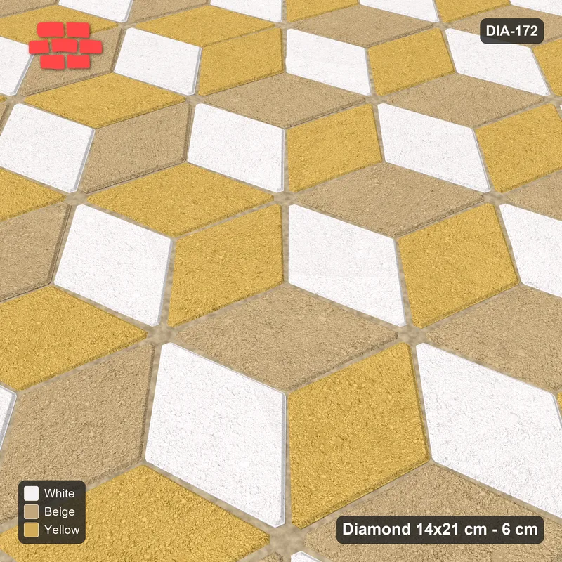 Interlock (Pasco) 14x21 cm · DIA-172 · Tumbling cubes, diagonal zones 45 deg - kerb frame · Side view