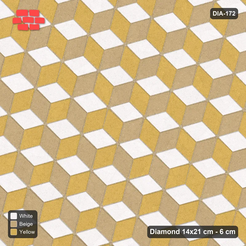 Interlock (Pasco) 14x21 cm · DIA-172 · Tumbling cubes, diagonal zones 45 deg - kerb frame · Top view