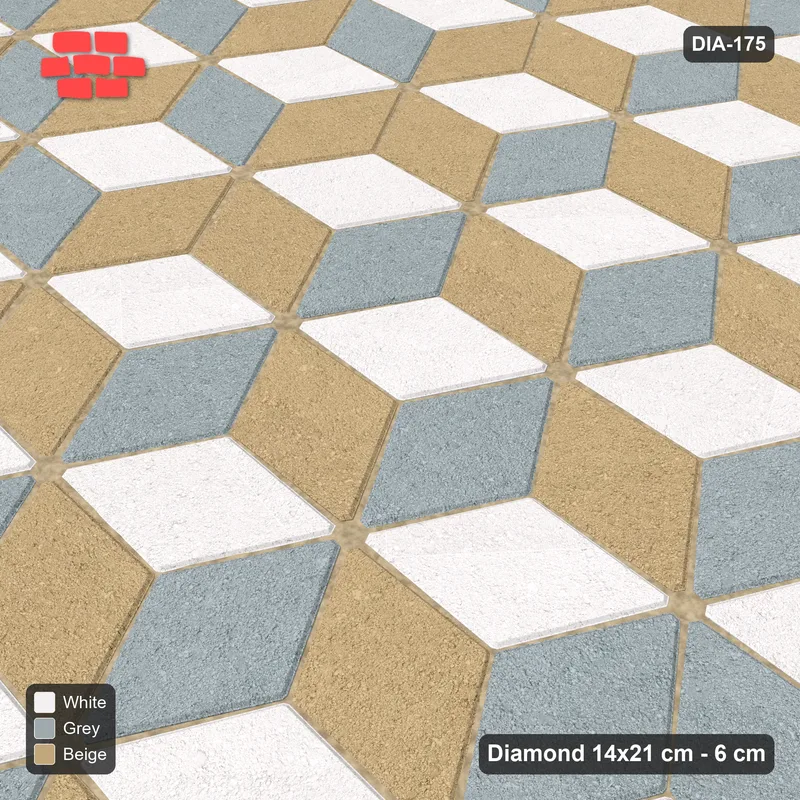Interlock (Pasco) 14x21 cm · DIA-175 · Tumbling cubes, vertical band 90 deg - edge to edge · Side view