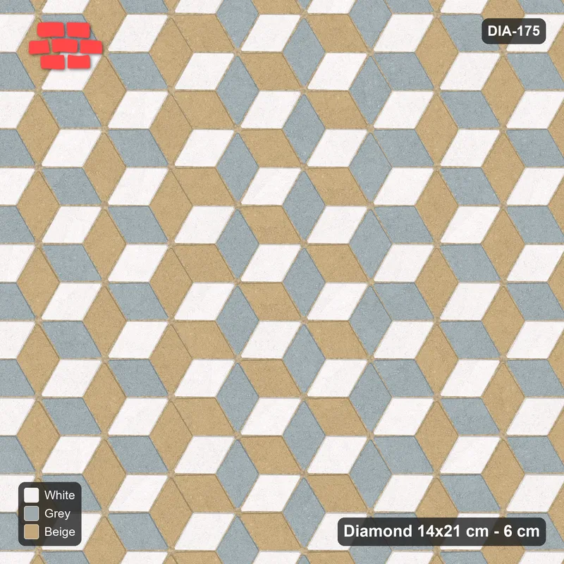 Interlock (Pasco) 14x21 cm · DIA-175 · Tumbling cubes, vertical band 90 deg - edge to edge · Top view