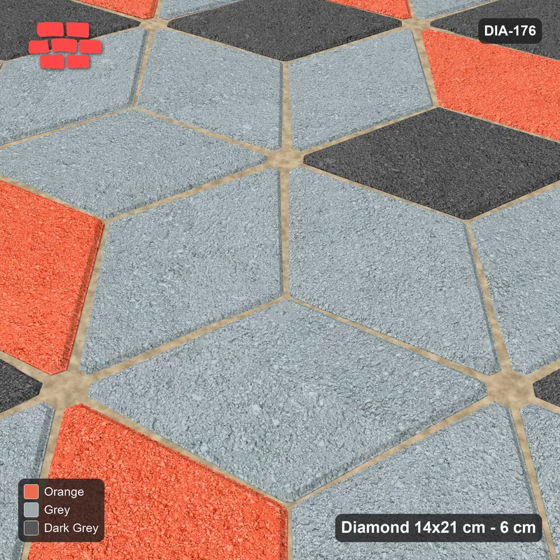 Interlock (Pasco) 14x21 cm · DIA-176 · Tumbling cubes, plain accent band 165 deg - kerb frame · Side view