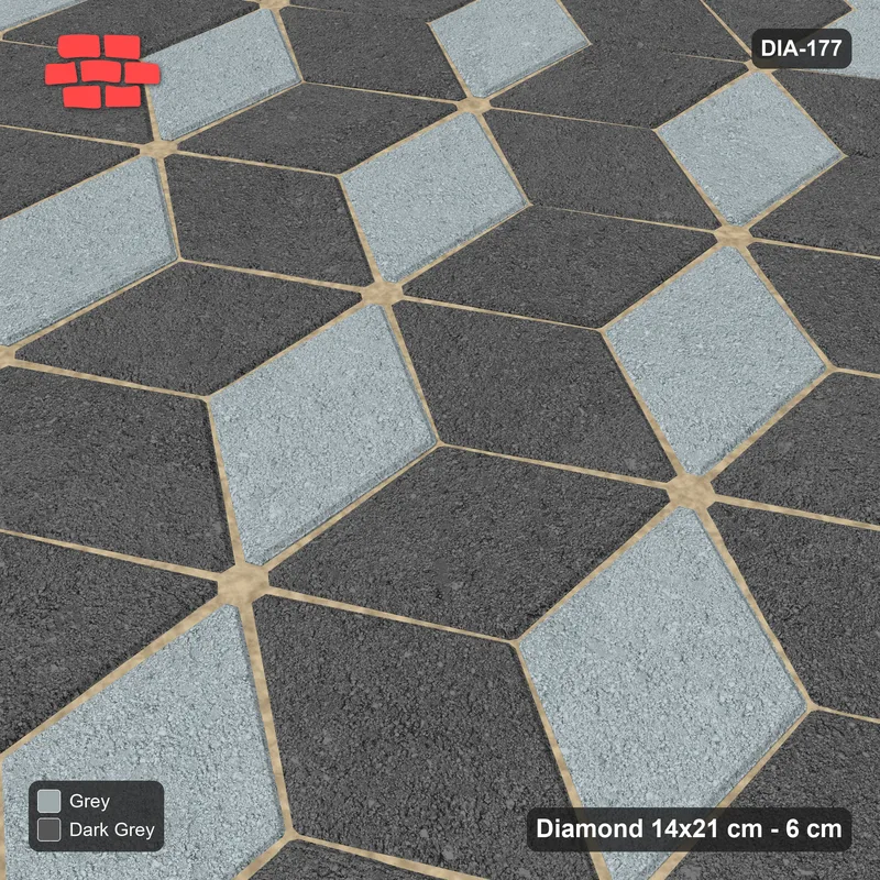Interlock (Pasco) 14x21 cm · DIA-177 · Tumbling cubes, accent border 60 deg - kerb frame · Side view