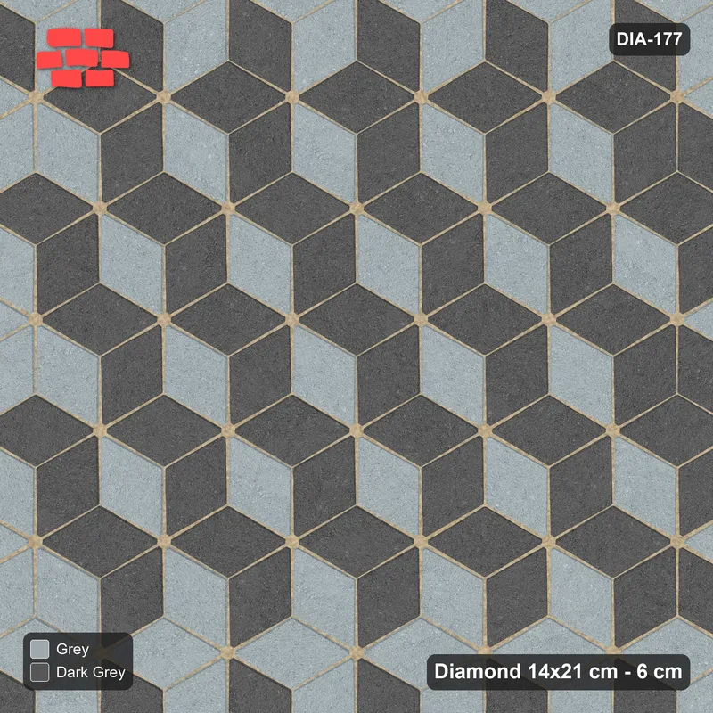 Interlock (Pasco) 14x21 cm · DIA-177 · Tumbling cubes, accent border 60 deg - kerb frame · Top view