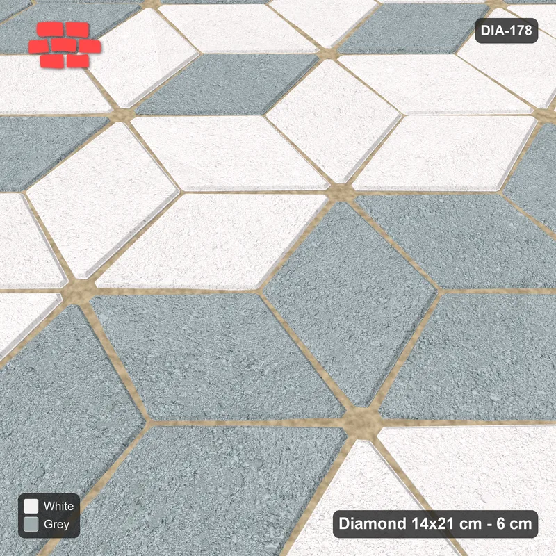 Interlock (Pasco) 14x21 cm · DIA-178 · Tumbling cubes, diagonal flip stripes 135 deg - kerb frame · Side view