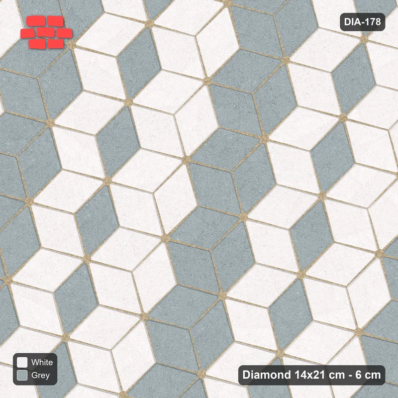 Interlock (Pasco) 14x21 cm · DIA-178 · Tumbling cubes, diagonal flip stripes 135 deg - kerb frame · Top view