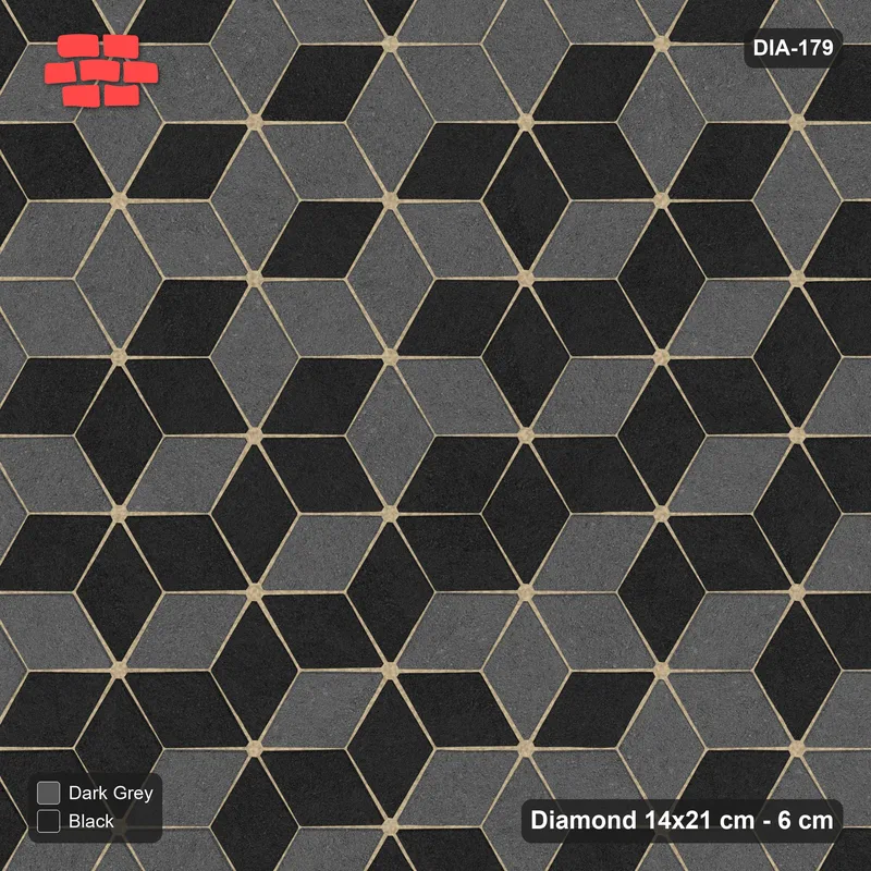 Interlock (Pasco) 14x21 cm · DIA-179 · Tumbling cubes, 3x3 flip blocks 30 deg - edge to edge · Top view