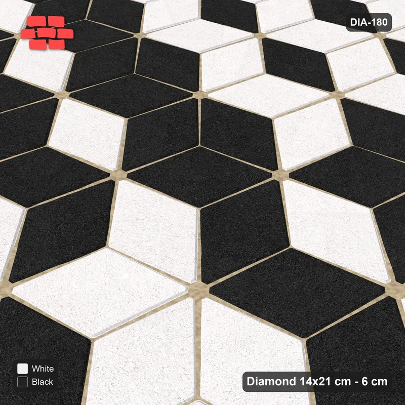 Interlock (Pasco) 14x21 cm · DIA-180 · Tumbling cubes, feature band 105 deg - edge to edge · Side view