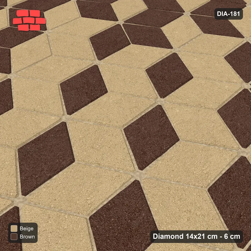 Interlock (Pasco) 14x21 cm · DIA-181 · Tumbling cubes, medallion 0 deg - kerb frame · Side view