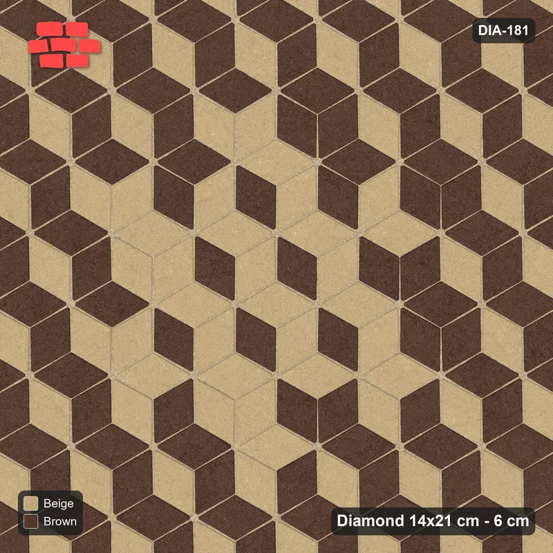 Interlock (Pasco) 14x21 cm · DIA-181 · Tumbling cubes, medallion 0 deg - kerb frame · Top view