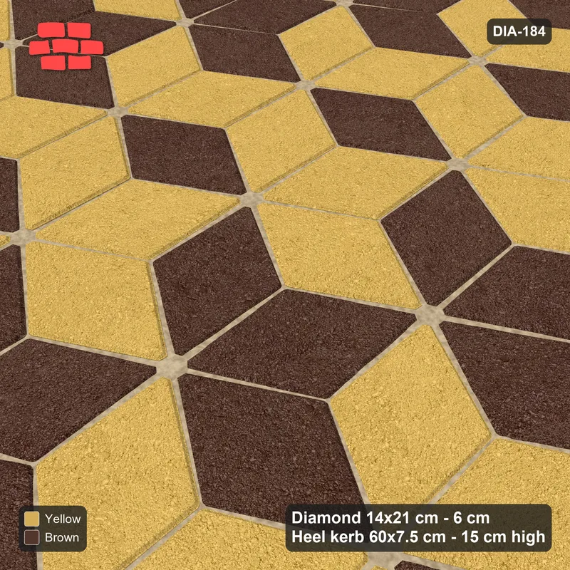 Interlock (Pasco) 14x21 cm · DIA-184 · Tumbling cubes, flipped row every 3rd 60 deg - kerb frame · Side view