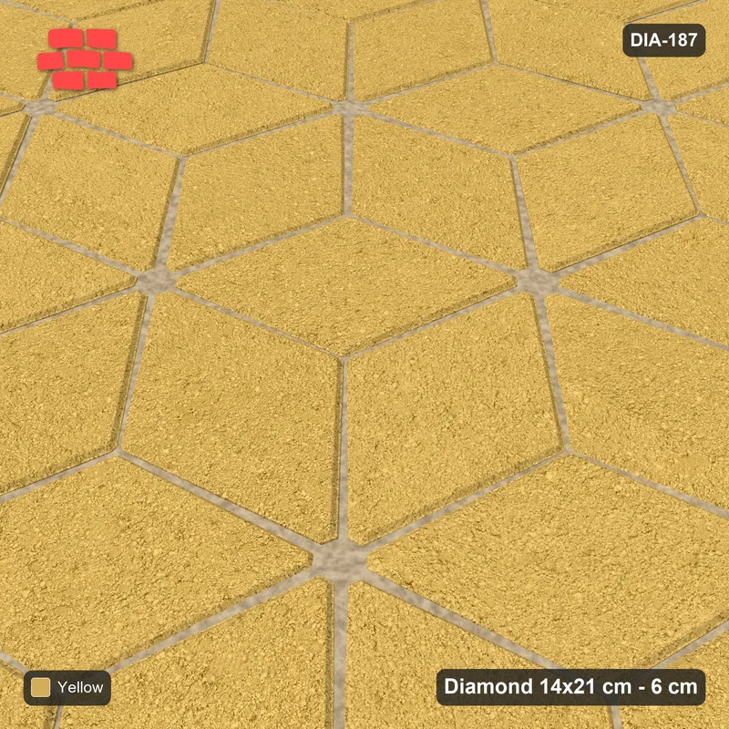 Interlock (Pasco) 14x21 cm · DIA-187 · Single-tone rhombus lattice 105 deg - edge to edge · Side view