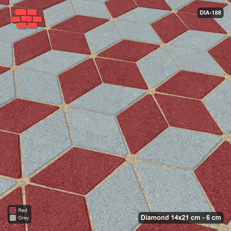 Interlock (Pasco) 14x21 cm · DIA-188 · Tumbling cubes, alternating rows 0 deg - kerb frame · Side view