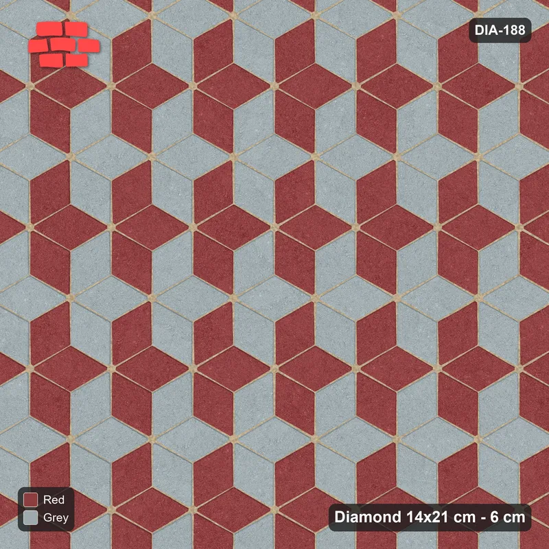 Interlock (Pasco) 14x21 cm · DIA-188 · Tumbling cubes, alternating rows 0 deg - kerb frame · Top view
