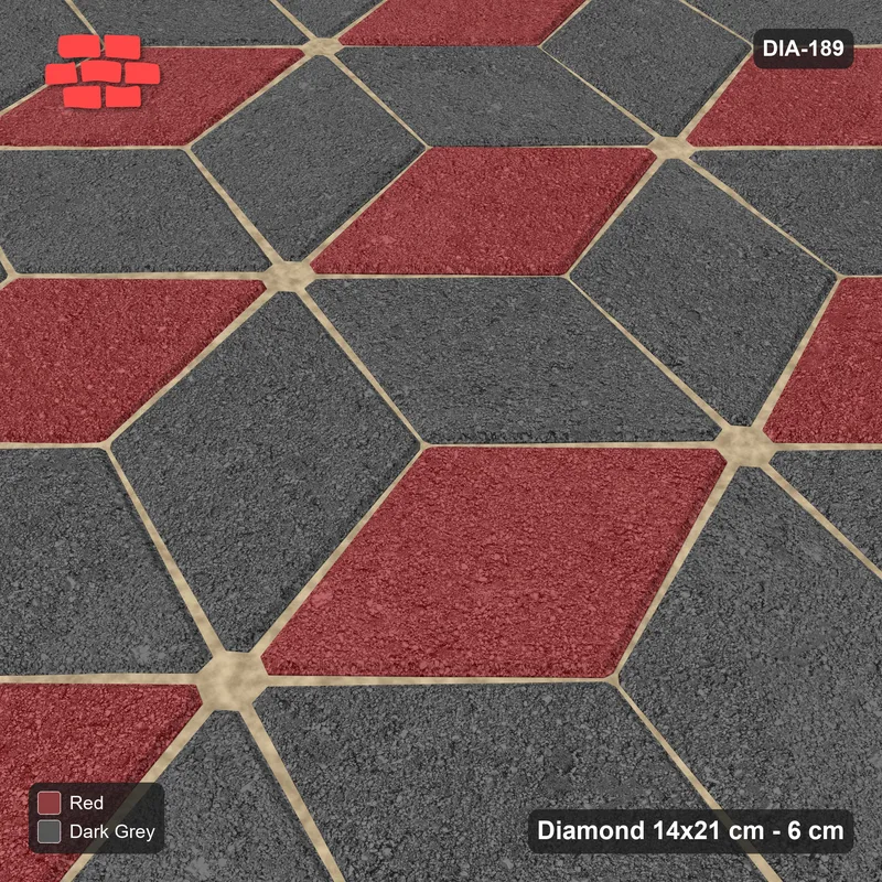 Interlock (Pasco) 14x21 cm · DIA-189 · Tumbling cubes, accent border 75 deg - kerb frame · Side view