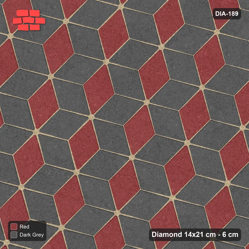 Interlock (Pasco) 14x21 cm · DIA-189 · Tumbling cubes, accent border 75 deg - kerb frame · Top view