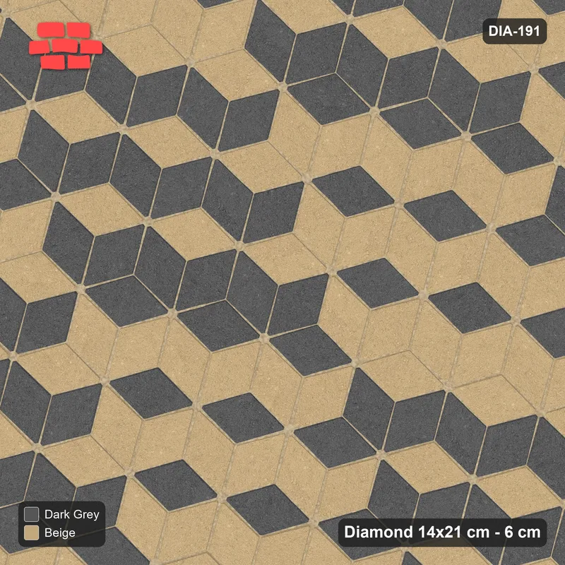 Interlock (Pasco) 14x21 cm · DIA-191 · Tumbling cubes, 3x3 flip blocks 45 deg - edge to edge · Top view