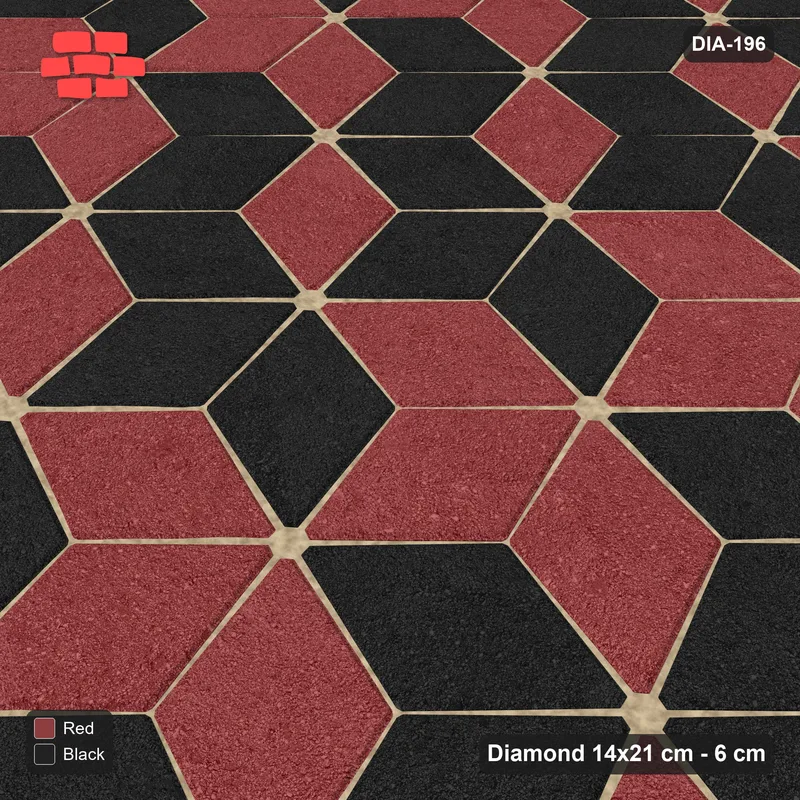 Interlock (Pasco) 14x21 cm · DIA-196 · Tumbling cubes, flipped row every 3rd 75 deg - kerb frame · Side view