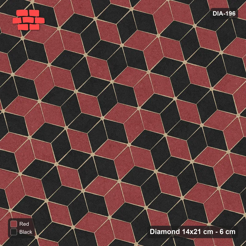 Interlock (Pasco) 14x21 cm · DIA-196 · Tumbling cubes, flipped row every 3rd 75 deg - kerb frame · Top view