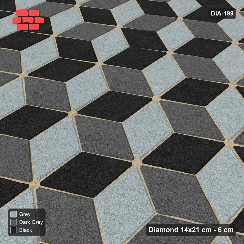 Interlock (Pasco) 14x21 cm · DIA-199 · Tumbling cubes, cross band 120 deg - edge to edge · Side view