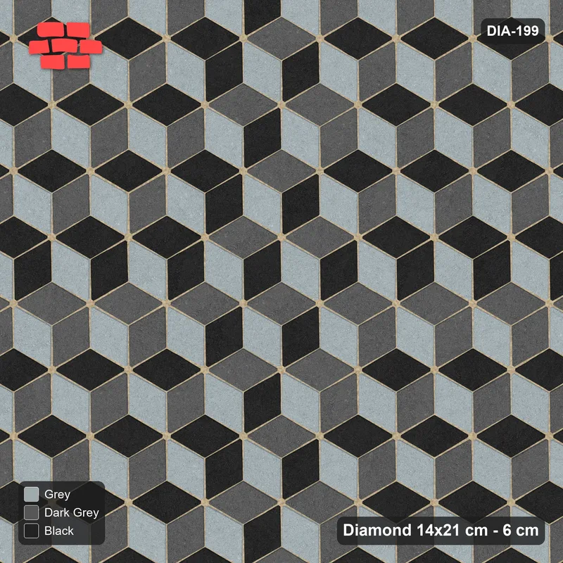 Interlock (Pasco) 14x21 cm · DIA-199 · Tumbling cubes, cross band 120 deg - edge to edge · Top view