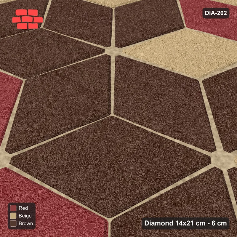 Interlock (Pasco) 14x21 cm · DIA-202 · Tumbling cubes, plain accent band 165 deg - kerb frame · Side view
