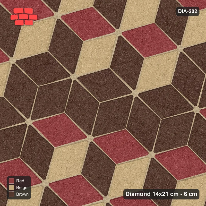 Interlock (Pasco) 14x21 cm · DIA-202 · Tumbling cubes, plain accent band 165 deg - kerb frame · Top view