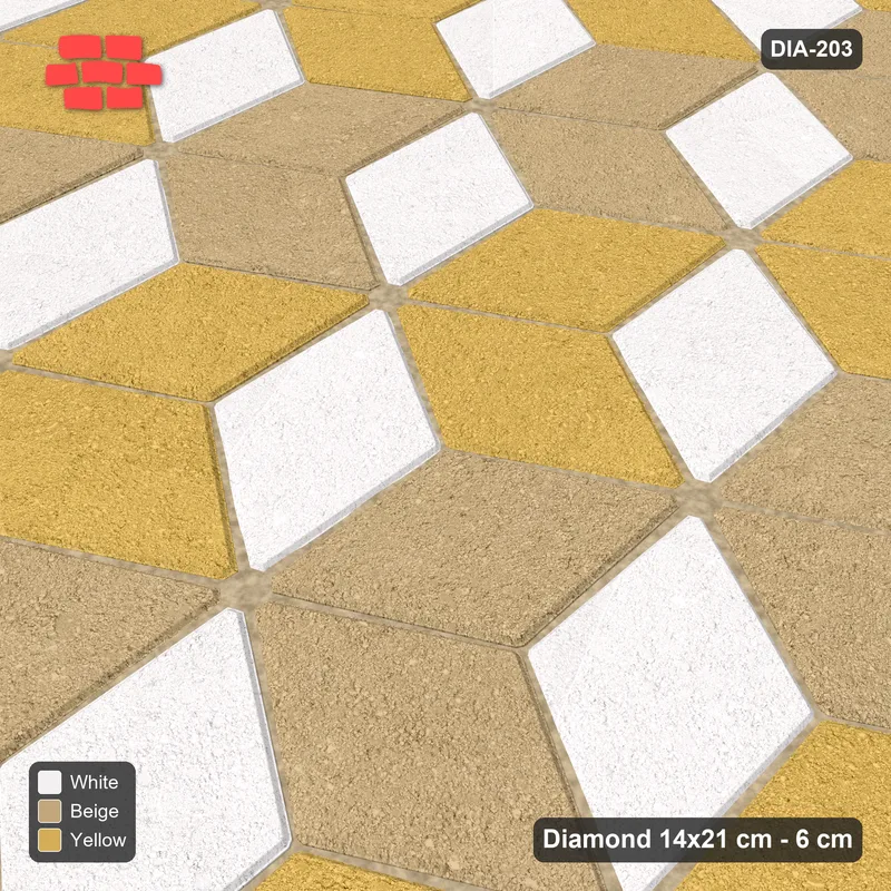 Interlock (Pasco) 14x21 cm · DIA-203 · Tumbling cubes, alternating rows 60 deg - edge to edge · Side view