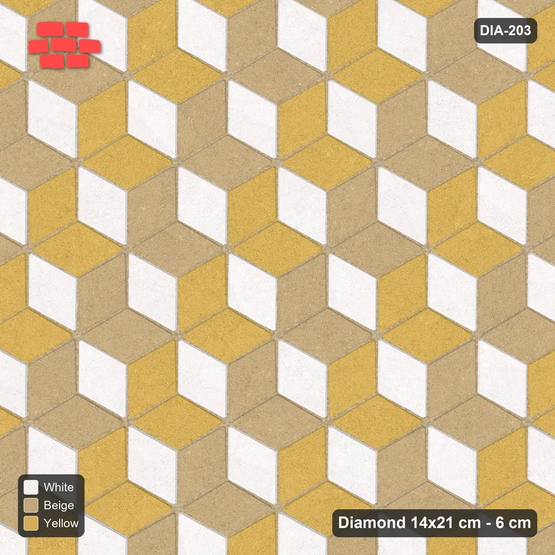 Interlock (Pasco) 14x21 cm · DIA-203 · Tumbling cubes, alternating rows 60 deg - edge to edge · Top view