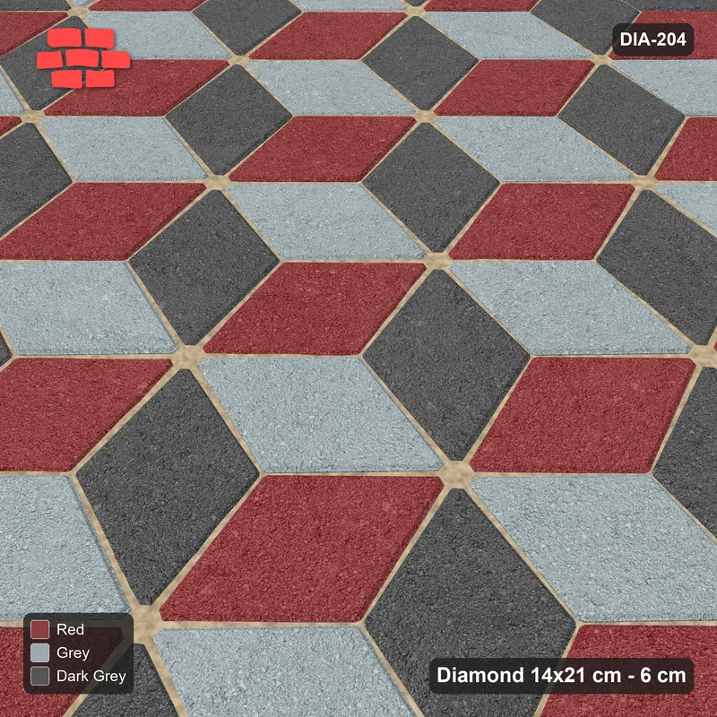 Interlock (Pasco) 14x21 cm · DIA-204 · Tumbling cubes, accent border 135 deg - kerb frame · Side view