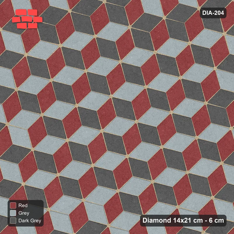 Interlock (Pasco) 14x21 cm · DIA-204 · Tumbling cubes, accent border 135 deg - kerb frame · Top view
