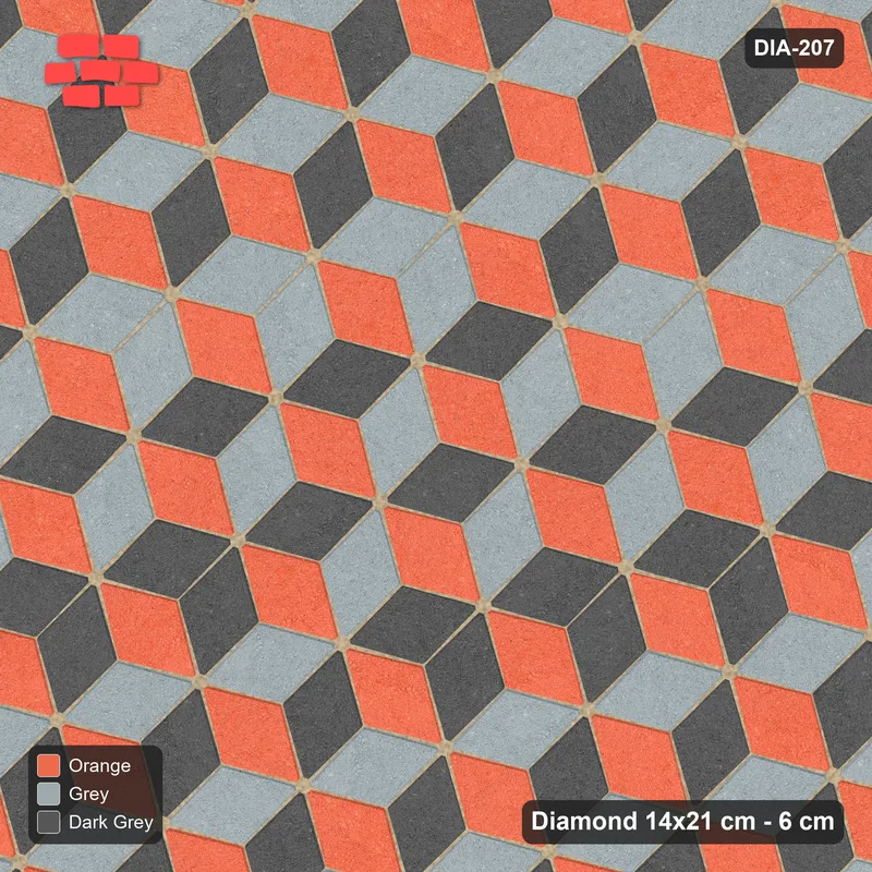 Interlock (Pasco) 14x21 cm · DIA-207 · Tumbling cubes, feature band 15 deg - edge to edge · Top view
