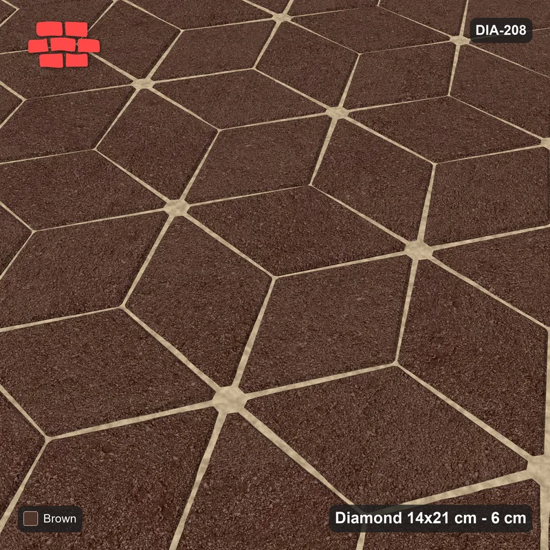 Interlock (Pasco) 14x21 cm · DIA-208 · Single-tone rhombus lattice 90 deg - edge to edge · Side view